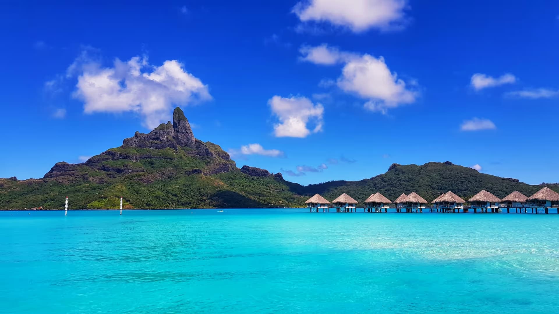 Mount Otemanu rising above the turquoise lagoon of Bora Bora
